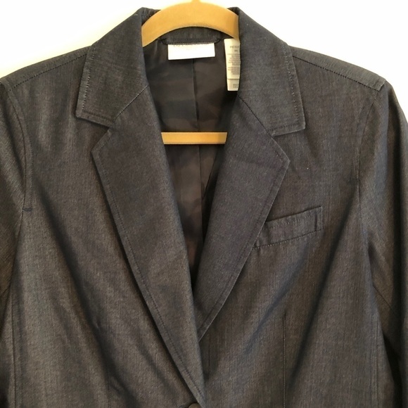 Liz Claiborne Blue Blazer. Petite Medium. - Picture 3 of 8
